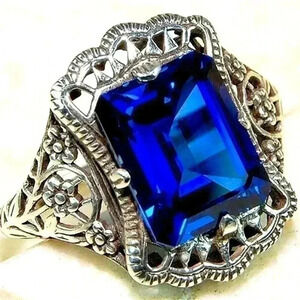 New Gorgeous 925 Silver 3ct Blue Sapphire Ring